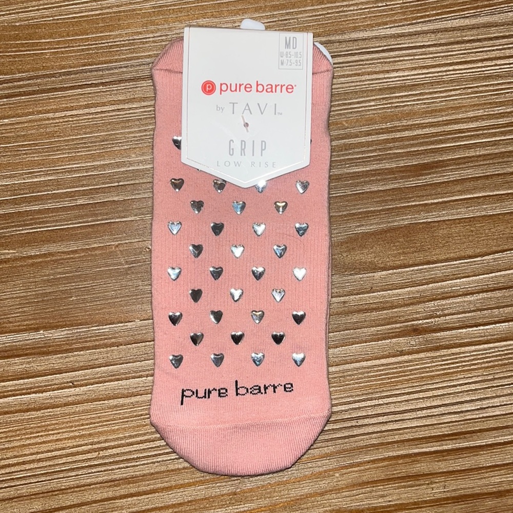 Pure Barre Tavi Pink Hear Sock - M